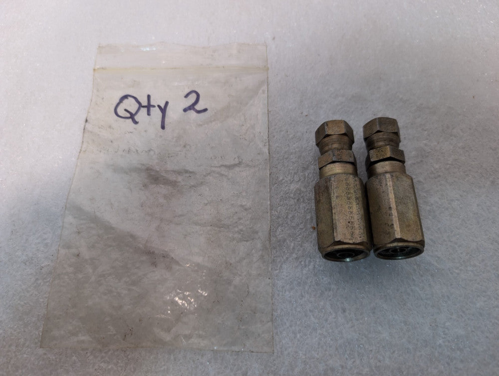 Lot of 2 Parker R1 No Skive 3/8" x 3/8" Field Attach Hydraulic Hose Fitting