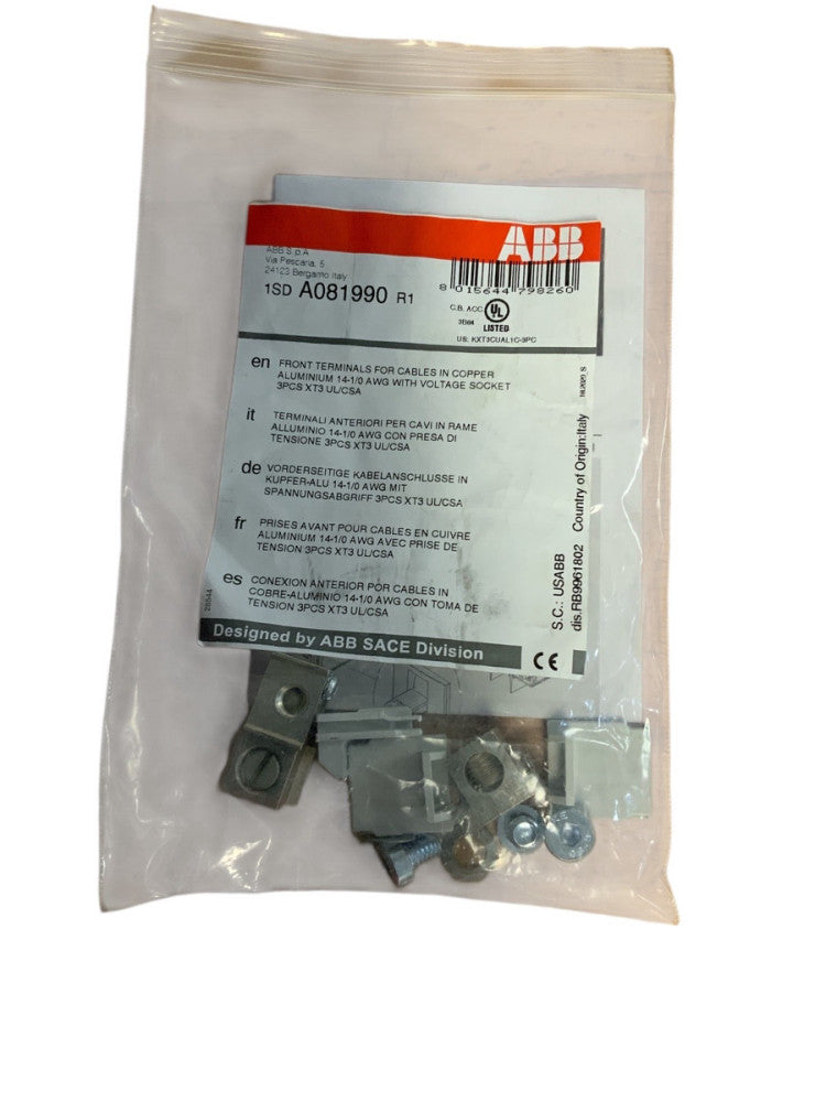 ABB KXT3CUAL1C-3PC FRONT TERMINALS FOR CABLES IN COPPER ALUMINUM A081990
