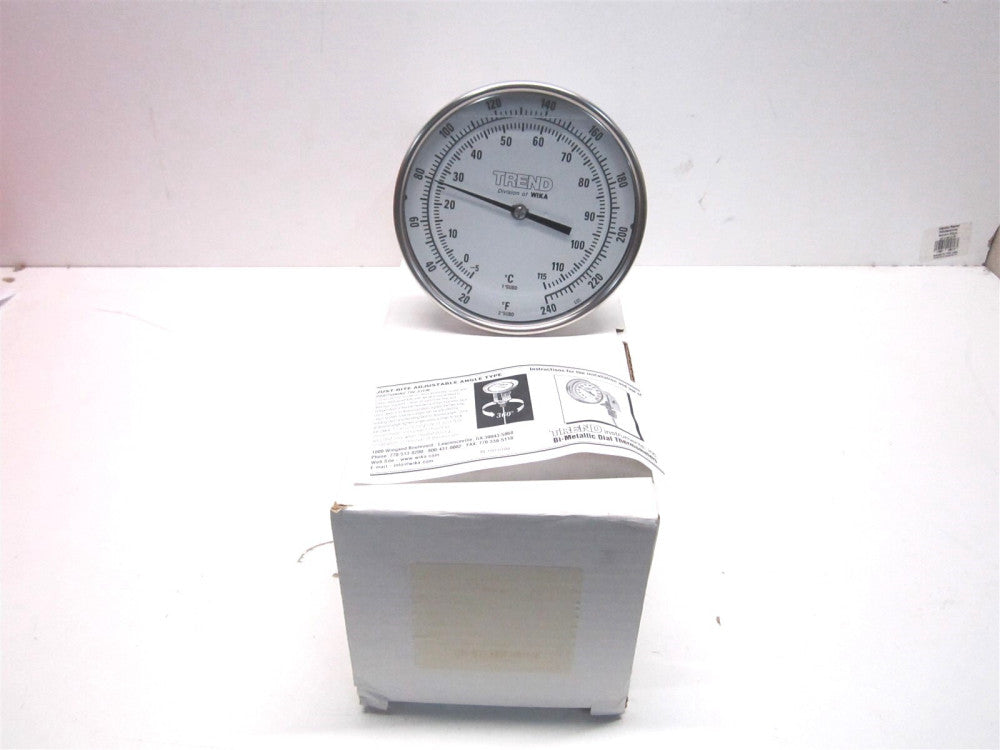 Wika (52090A007A4SF) 20 to 240 ° F, 9" Stem Bimetal Dial Thermometer
