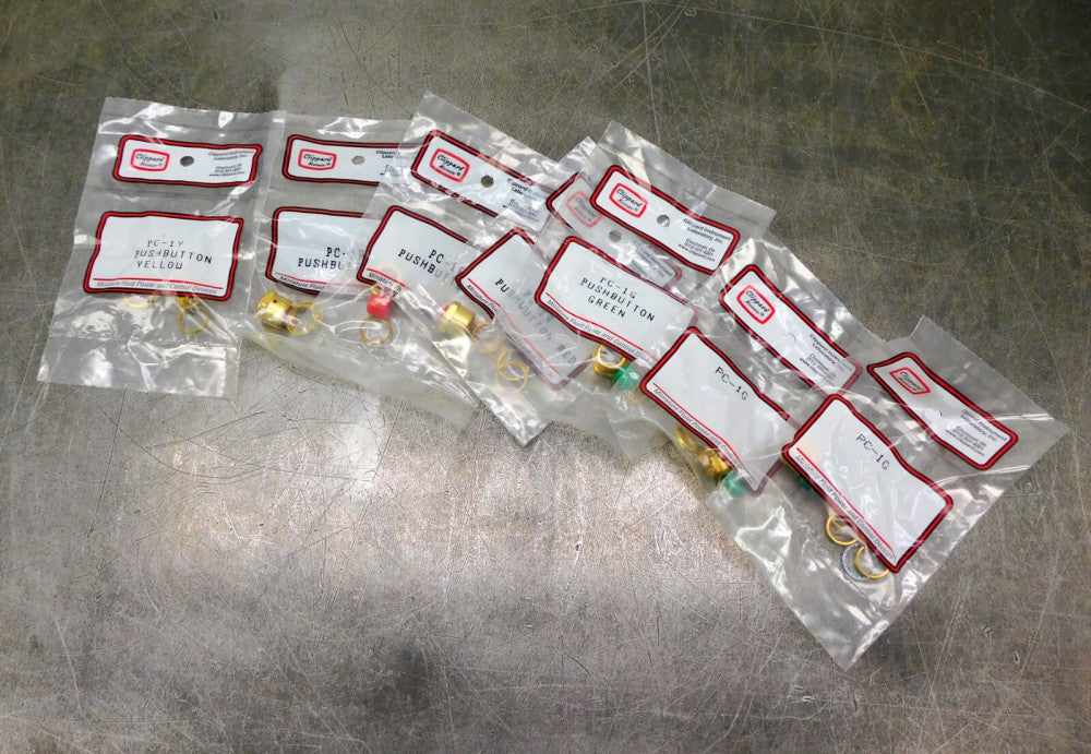 Clippard PC-1R, PC-1G, PC-1Y Red,Green,Yellow Push Button Mixed Lot of Seven (7)