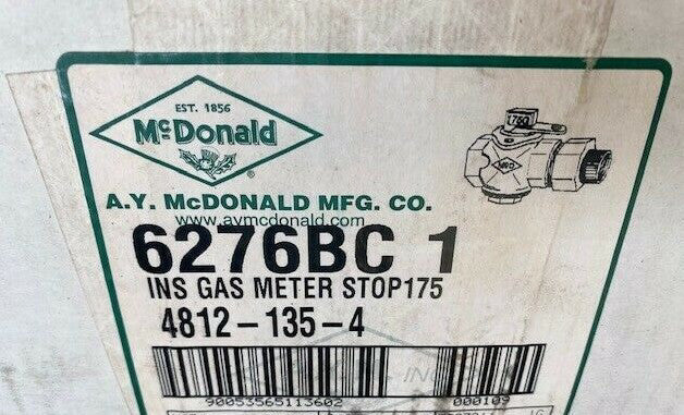 (1) AY McDonald 6276BC 1 INS GAS METER STOP175 (NEW)