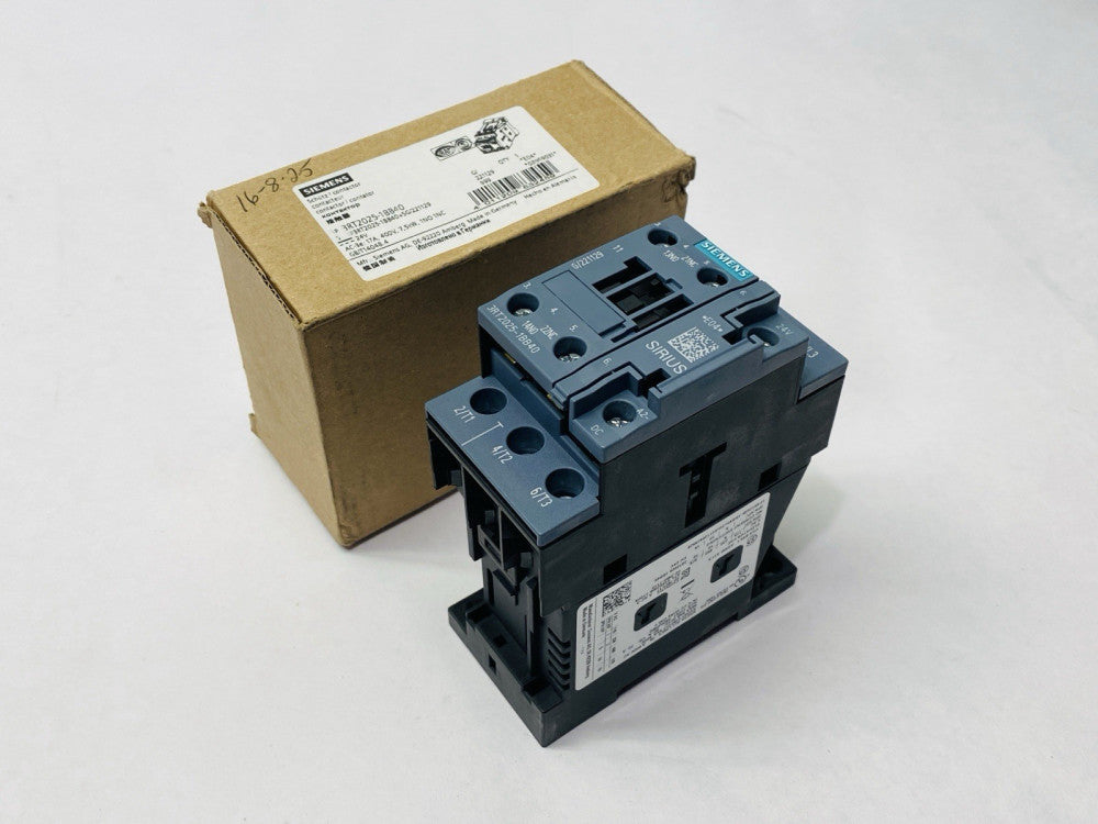 Siemens 3RT2025-1BB40 Contactor 3-Pole 17A 7.5kW 400V 24VDC