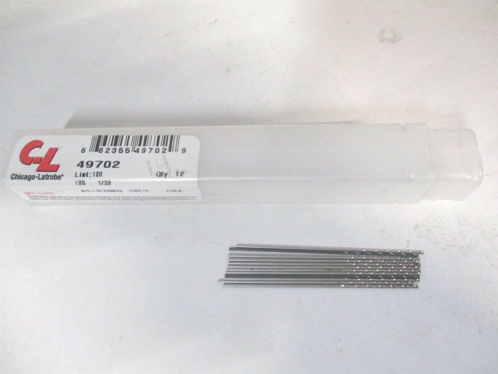 Chicago-Latrobe (49702) 1/32" Spiral Flute HSS Taper Length Drill Bit - Qty 12