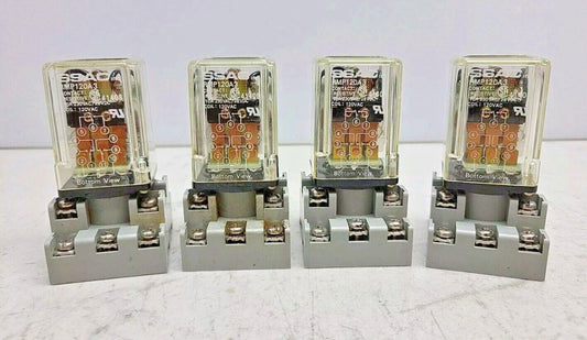 4 Pack SSAC RMP120A3 Relay 120 Vac Coil 11 Pin With Idec SR3P-05 Base 10A 300V