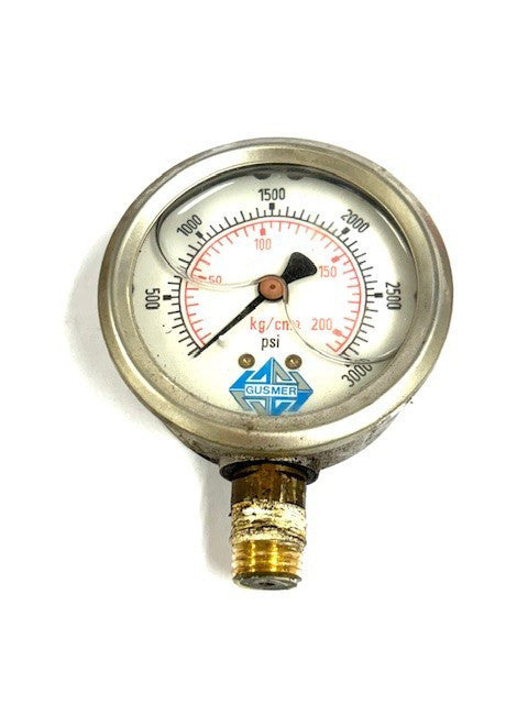 GUSMER LIQUID FILLED PRESSURE GUAGE  3000 PSI MAX