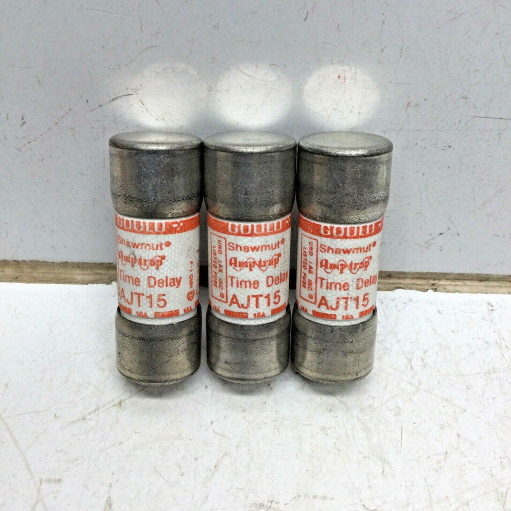 GOULD SHAWMUT AJT15 AMPTRAP Time Delay FUSE 15 AMP 600VAC (3 PACK)