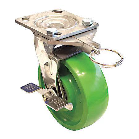 Zoro Select P21sx-U080k-14-Wb-Dl Plate Caster,1000 Lb. Load,Green Wheel