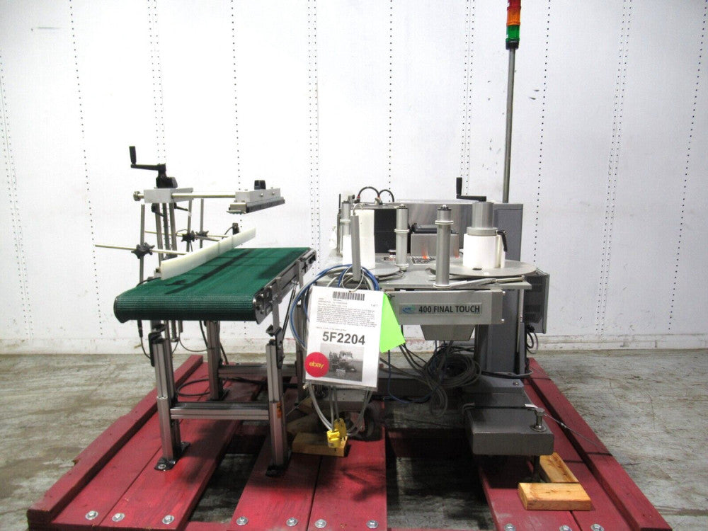 New Jersey 400R Final Touch Tamp on Labeler with Zebra Printer and Feed Conveyor