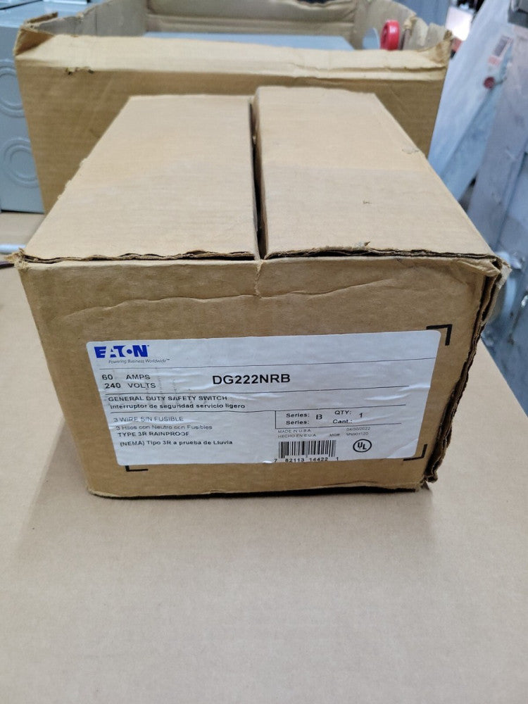 Eaton DG222NRB Fusible Safety Switch 60 Amp 240V 1PH NEMA 3R- Rainproof NEW