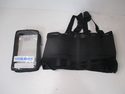 (7195-03P) Size L Black Hook & Loop Spandex Belt with Adjustable Shoulder Straps