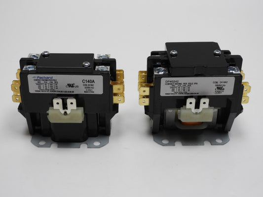 (Lot of 2) Definite Purpose Contactor Packard C140A, DP40242 1PH 24VAC Coil