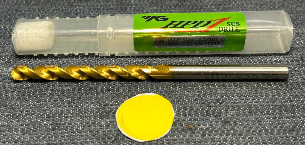 YG-1 HPD SUS 2 FLUTE DRILL BIT  DJ544055  5.5 X 101
