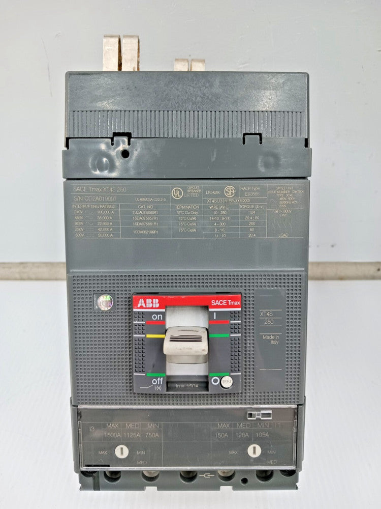 New ABB SACE 150 Amp Circuit Breaker 3 Pole 600 VAC / 500 VDC XT4SU3150BYJ000XXX