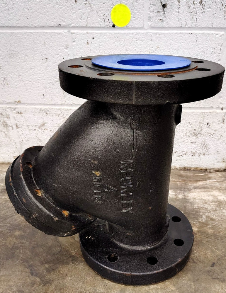 KECKLEY FLANGE MOUNT 4" V-STRAINER 10" FLANGE DIAM 250 LBS CAST IRON MATERIAL