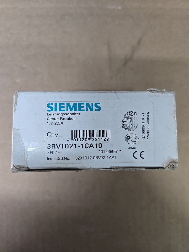 New In Box SIEMENS 3RV1021-1CA10 Circuit Breaker