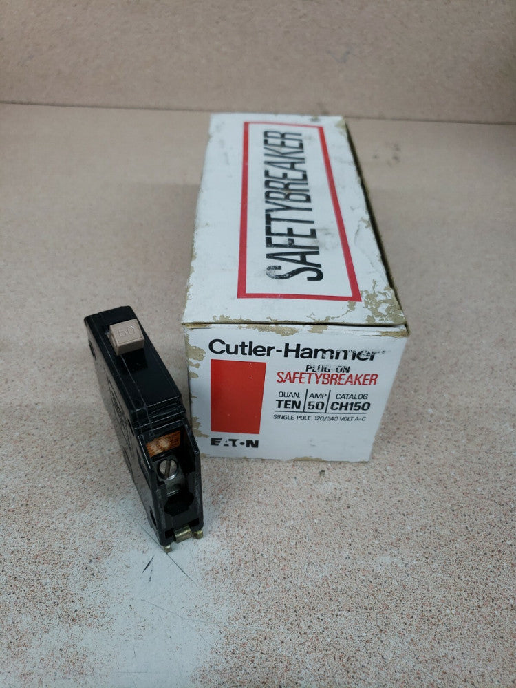1NOS Cutler Hammer CH150 1 Pole 50 Amp  Plug-On Circuit Breaker New 