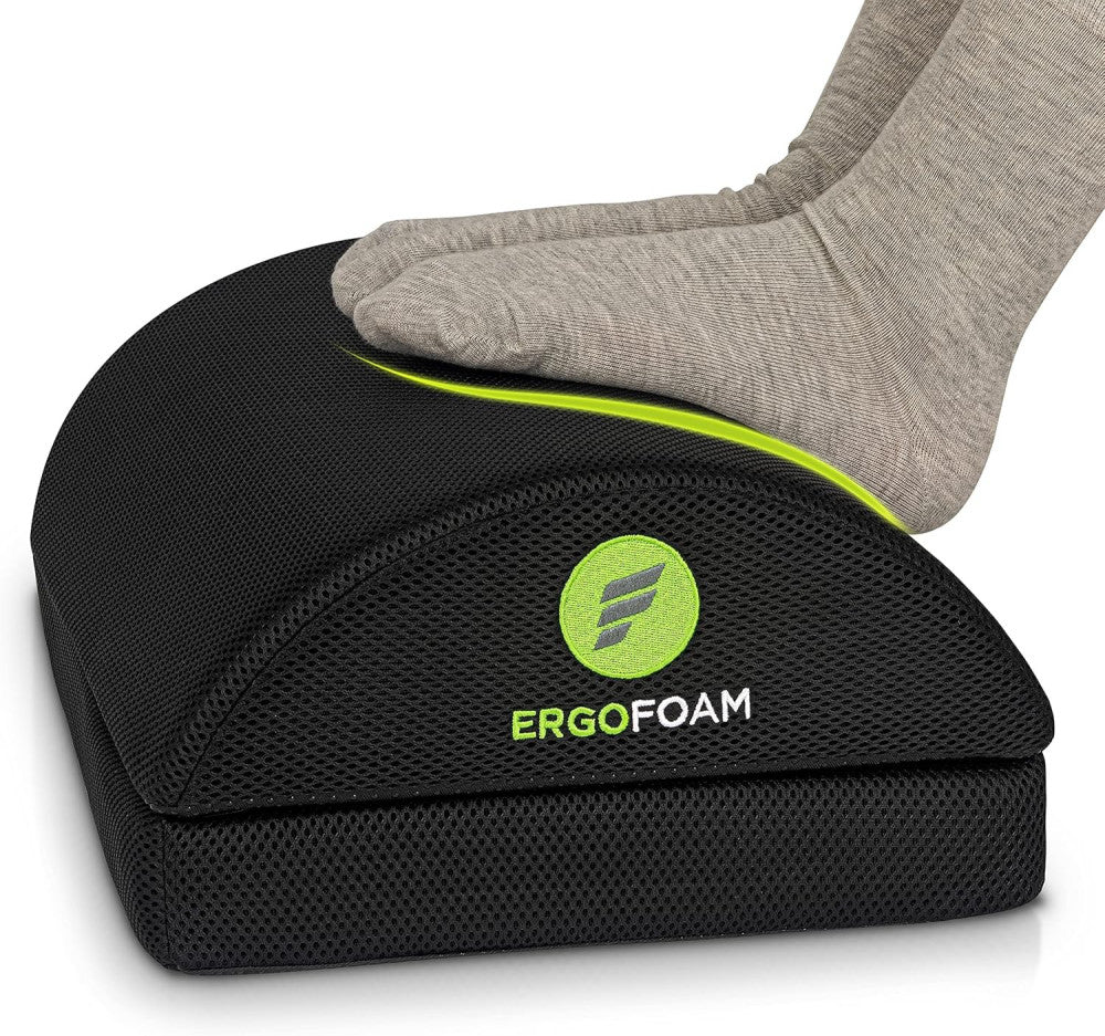 ErgoFoam Foot Rest for Under Desk at 17.3x11.5x5.9 Inch (Pack of 1), Black 