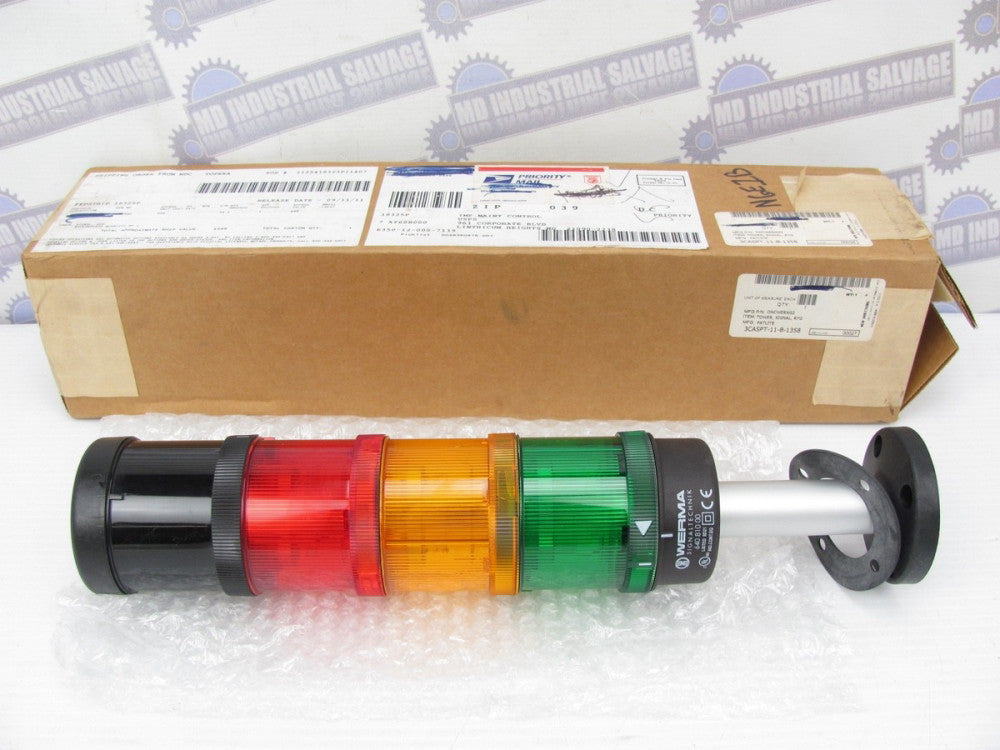WERMA - 640 810 00 - 14" STACK LIGHT TOWER - 3 LIGHTS & SIREN 645 820 75 - (NEW)
