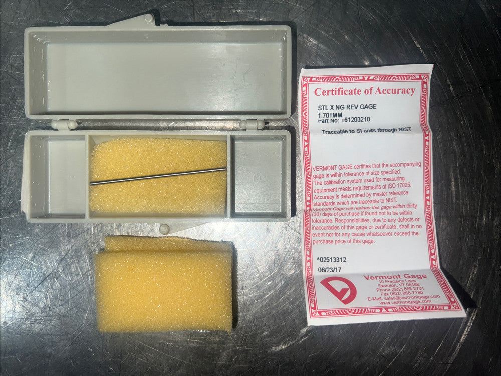 Vermont Gage STL X NG REV GAGE 1.701 MM Nos Surplus