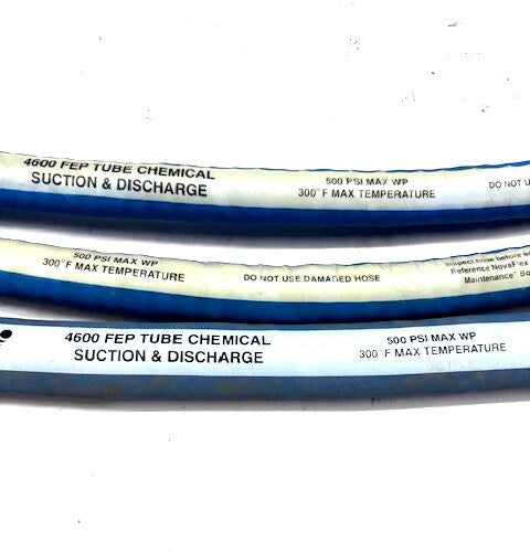 NOVAFLEX 4600CF FEP CHEMICAL HOSE ASSEMBLY (LOT OF 3) 2.5FT