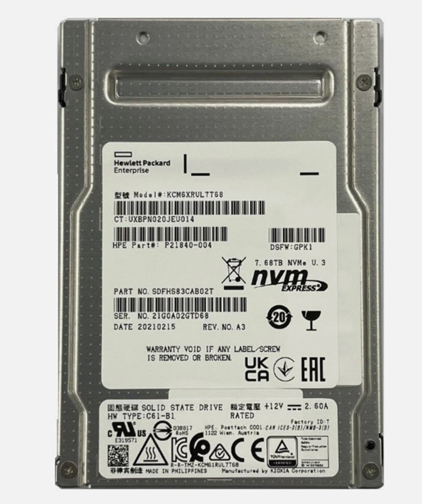 One Brand New KIOXIA KCM6XRUL7T68 Enterprise NVMe SSD 7.68TB PCIe U.3