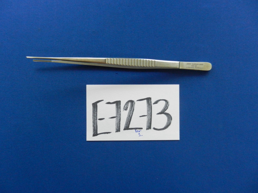 E7273 Jarit 320-112 DeBakey Standard Straight 2mm 1x2 Teeth Forceps 24cm Length