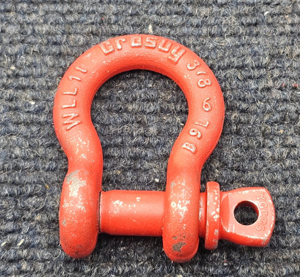 (QTY 5) WLL 1T 3/8" Hot Dip Galvanized Bolt Type Anchor Shackle