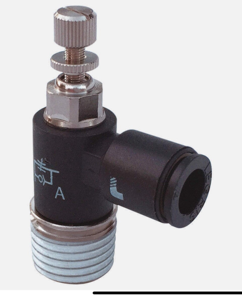 LEGRIS 7665 06 10 Miniature Flow Control, Elbow, 1/8"