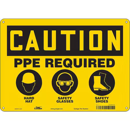 Condor 468P26 Safety Sign, 10 In Height, 14 In Width, Polyethylene, Horizontal