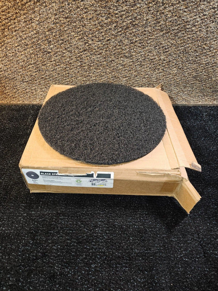 (QTY 5) CleanFreak 400117 Titan 17-inch Black Extreme Floor Stripping Pads