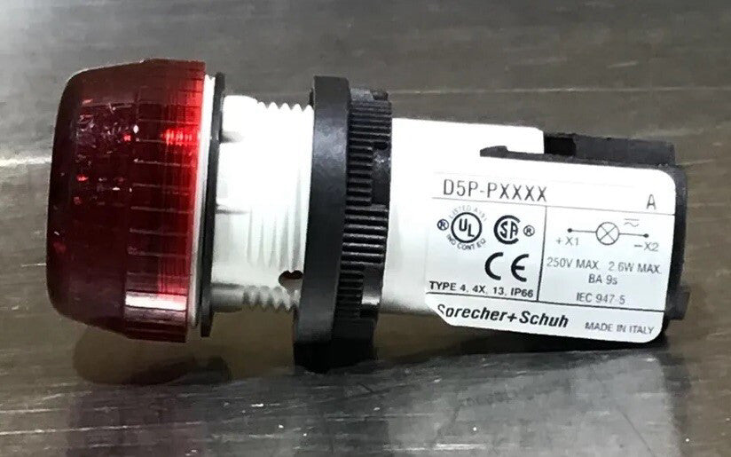 Sprecher + Schuh D5P-PLM5D5 Indicator Light D5P-PXXXX Red Nos Surplus