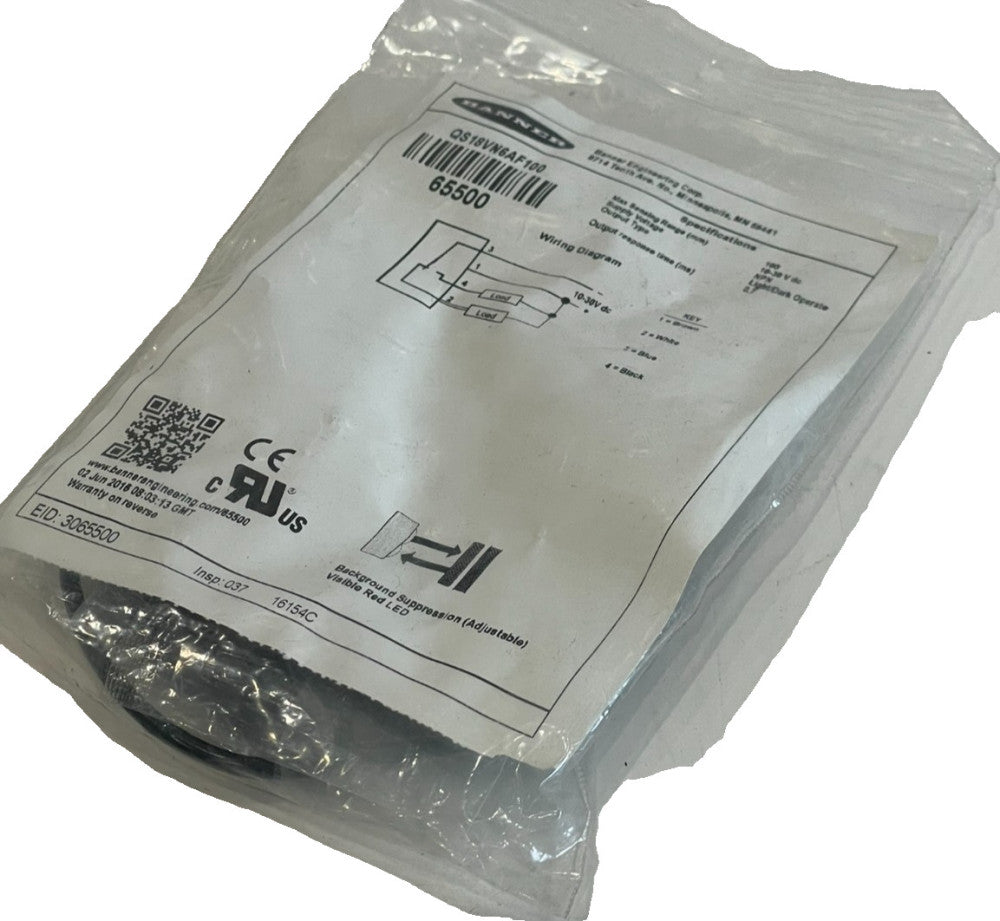 NEW BANNER ENGINEERING QS18VN6AF100 PHOTOELECTRIC SENSOR 65500