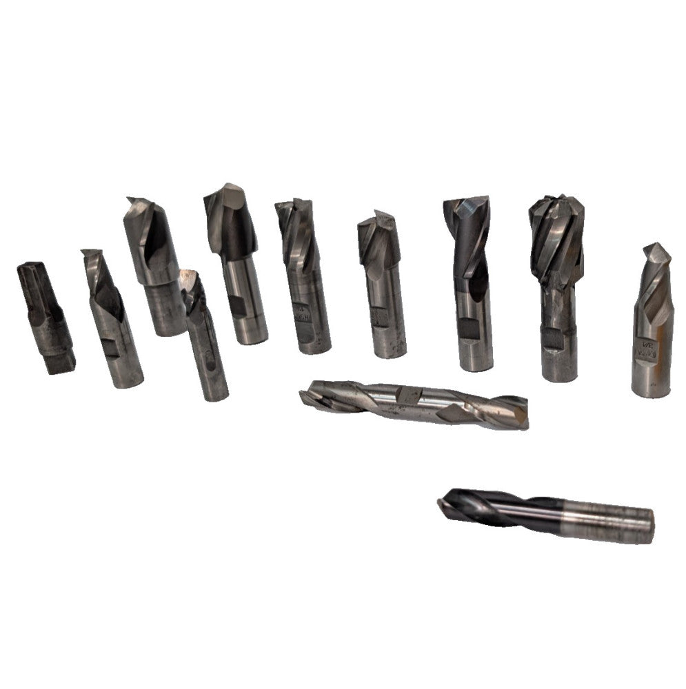Lot of 12: Asstd Machinist Tools, Milling Bits, Flute, Spiral, End Mill, Cutters