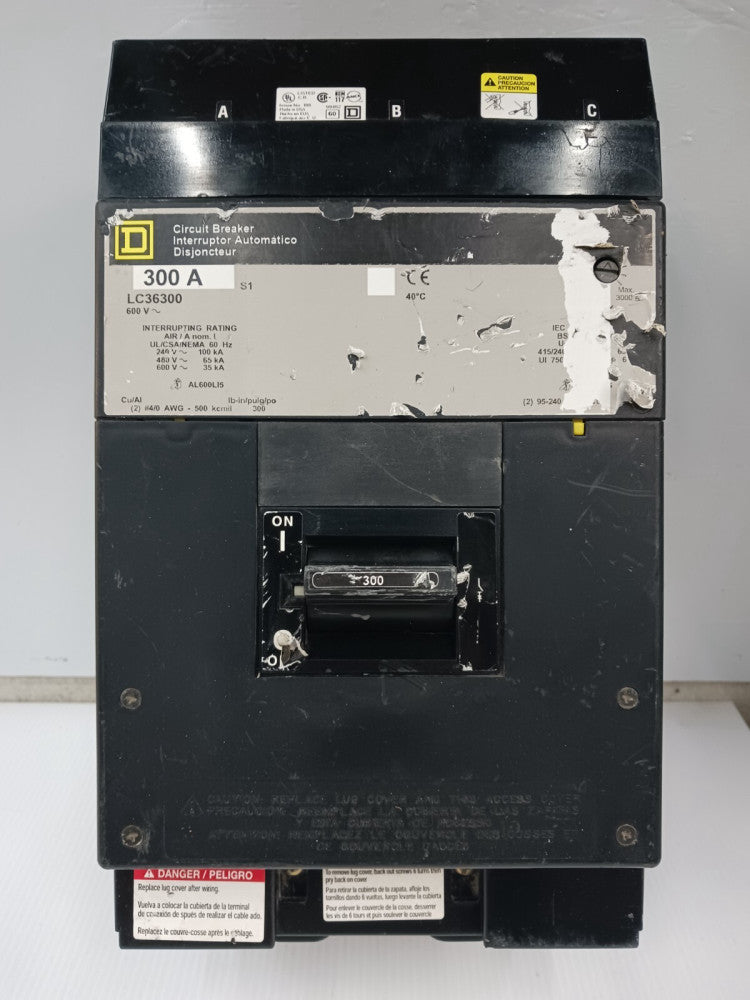 Square D 300 Amp I-Line Circuit Breaker 3 Pole 600 VAC 65kA LC36300