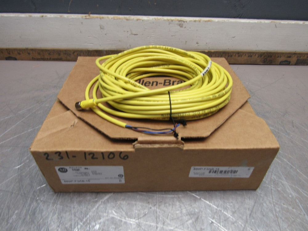 ALLEN BRADLEY 889P-F3AB-15 SER-B QD CORDSET 3PIN PICO STRAIGHT 15-METERS NIB !!