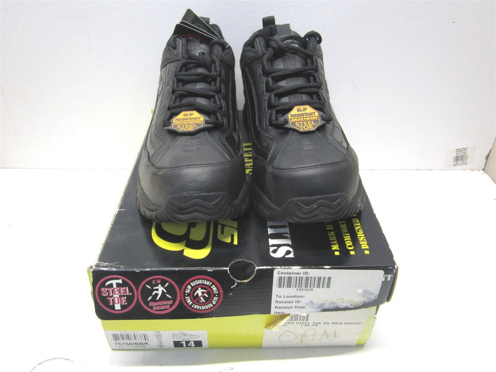 Skechers (76760) Men’s Size 14 Black Soft Stride Steel Toe Shoes 