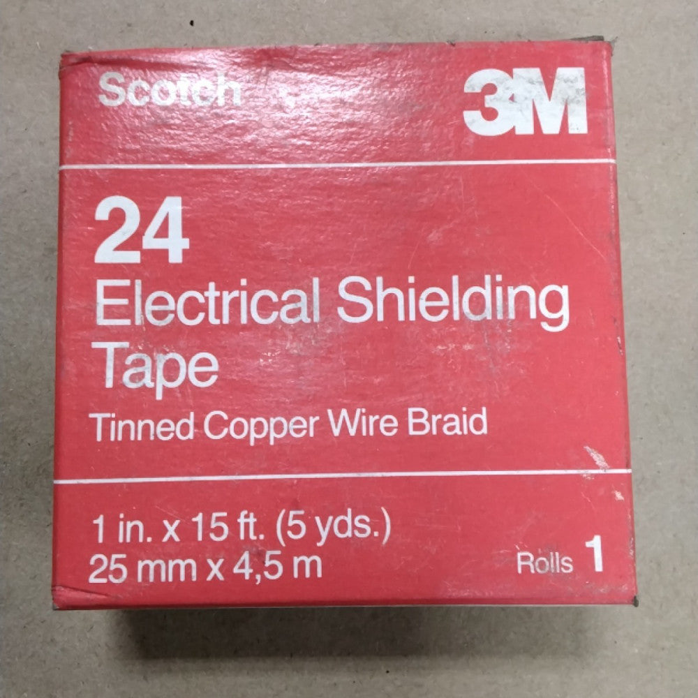 3M Scotch 24 Electrical Shielding Tape 1" x 15 feet Tinned Copper Wire Braid 