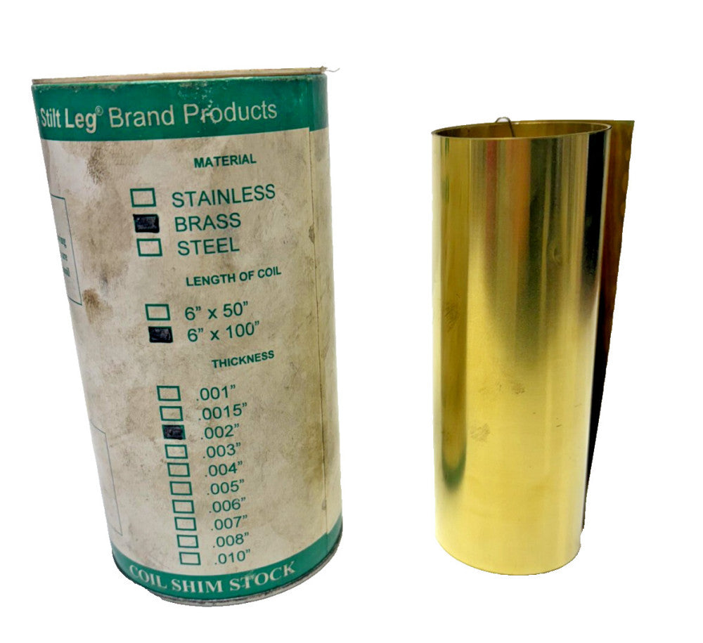 STILT LEG BRAND PRODUCTS .002 BRASS COIL  6" x 87" HAS SOME CUT OFF