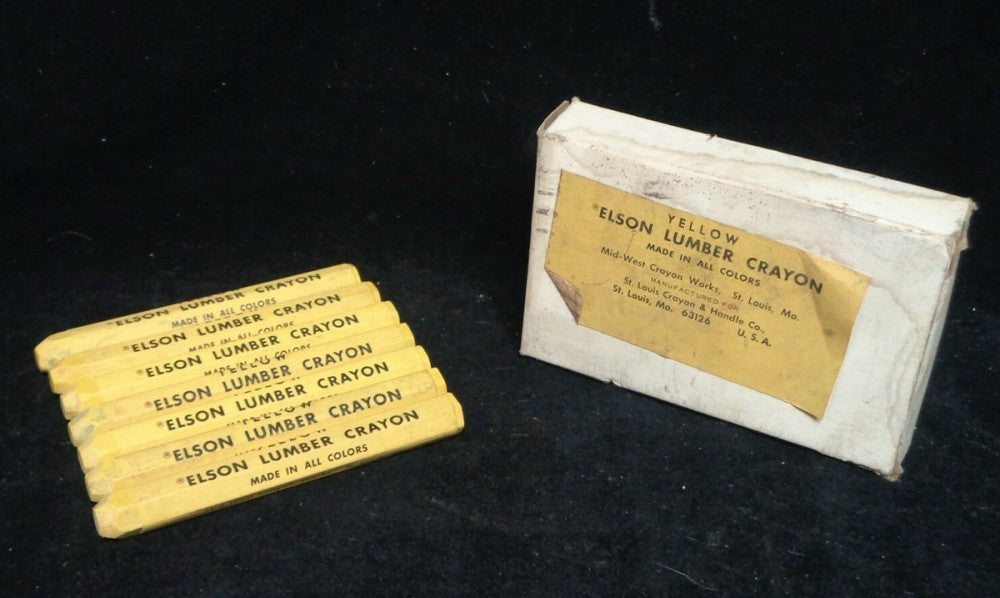 ELSON LUMBER CRAYONS ~ YELLOW ~ LOT OF 7 ~ NEW OLD STOCK