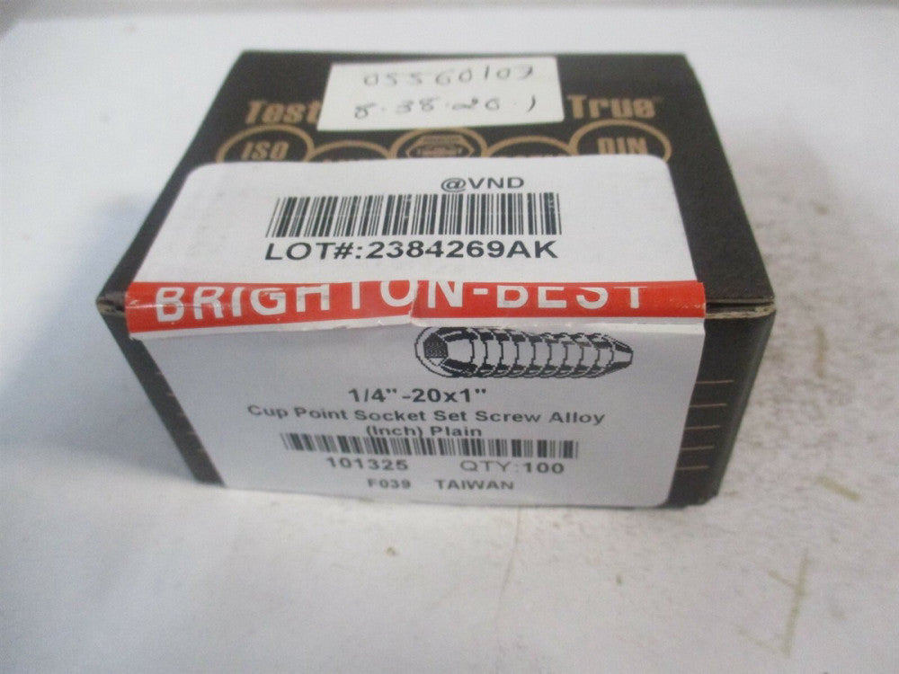 (101325P) 1/4-20 UNC 1/8" x 1" OAL Grade 8 Cup Point Set Screw - Pack of 100