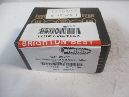 (101325P) 1/4-20 UNC 1/8" x 1" OAL Grade 8 Cup Point Set Screw - Pack of 100