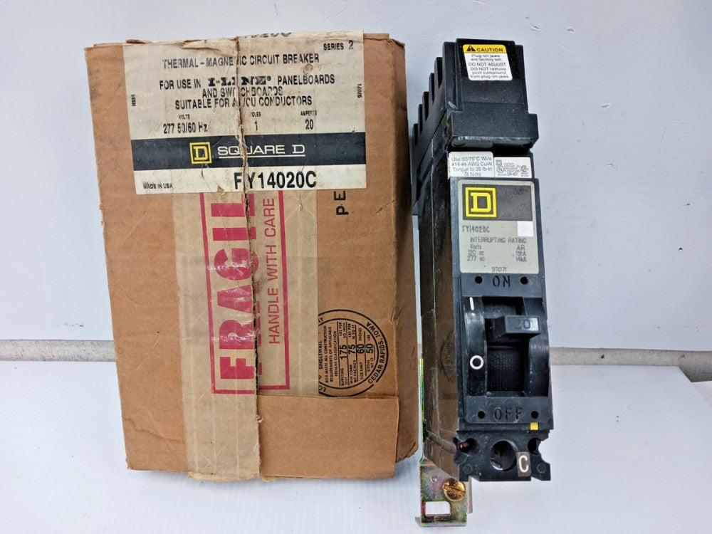SQUARE D 20 AMP I-LINE CIRCUIT BREAKER 1 POLE 277 VAC FY-14020-C