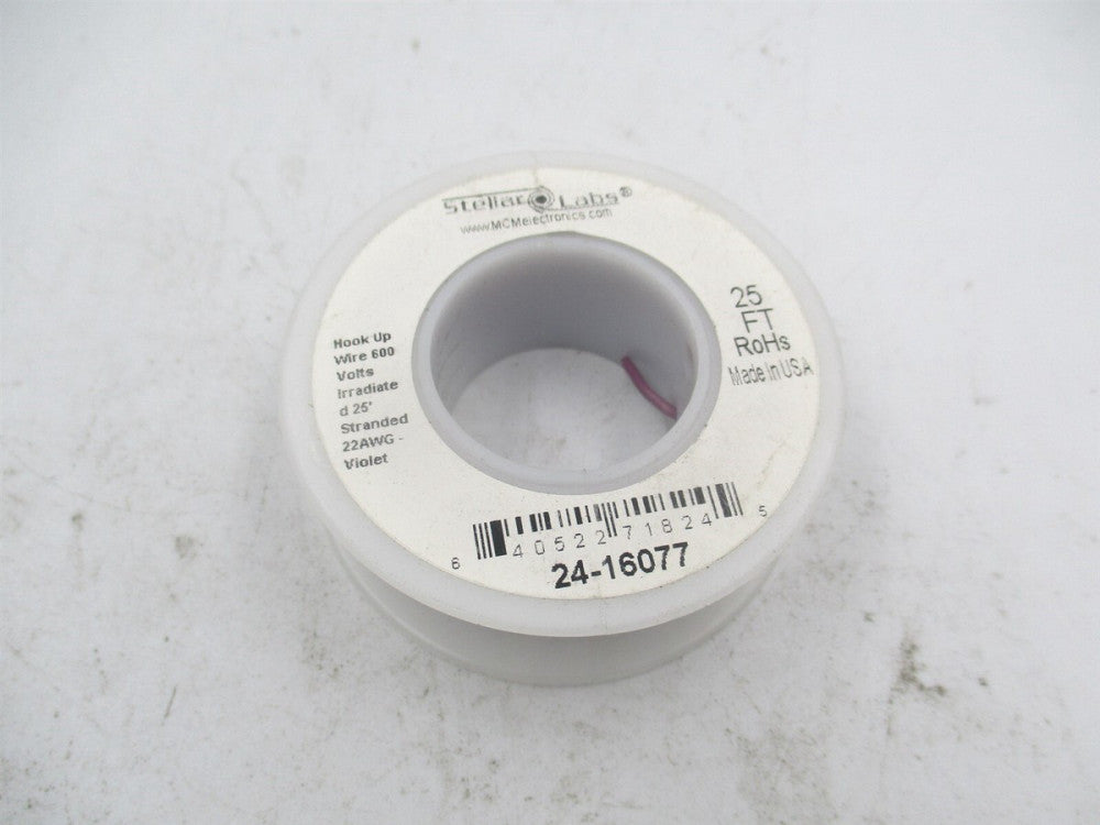 Stellar Labs (24-16077) 25 ft, 22 AWG, 0.33 mm, Violet PVC Hook Up Wire 