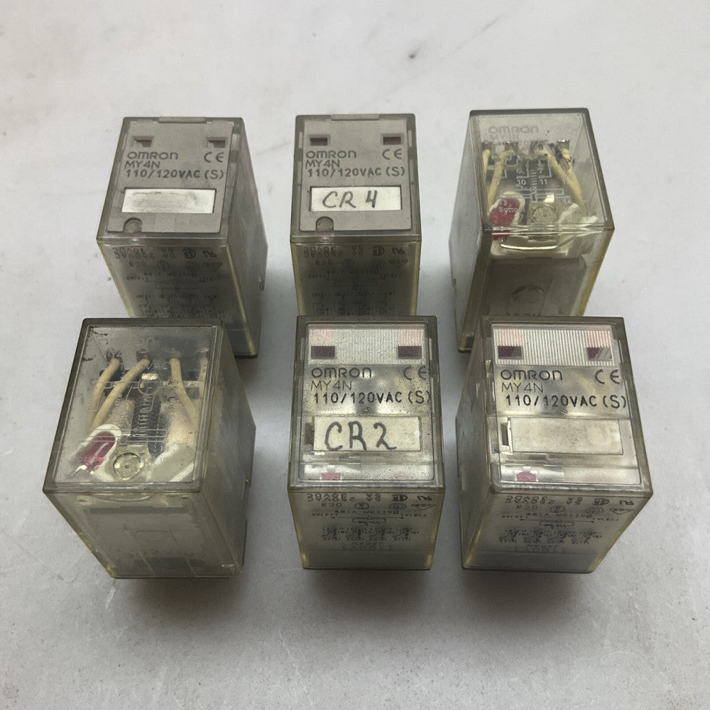 6 Pack Omron MY4N 110/120 Vac Relay 5A 240 Vac 14 Pin Socket Mounted