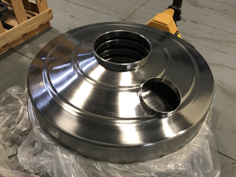 36" Russell Finex Stainless Steel Cover with 10" Tri-Clamp Charging port