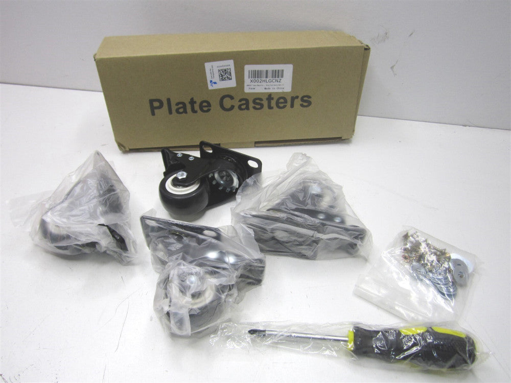 Black Heavy Duty 2" Polyurethane Caster Wheels with Brakes - Set of 4 