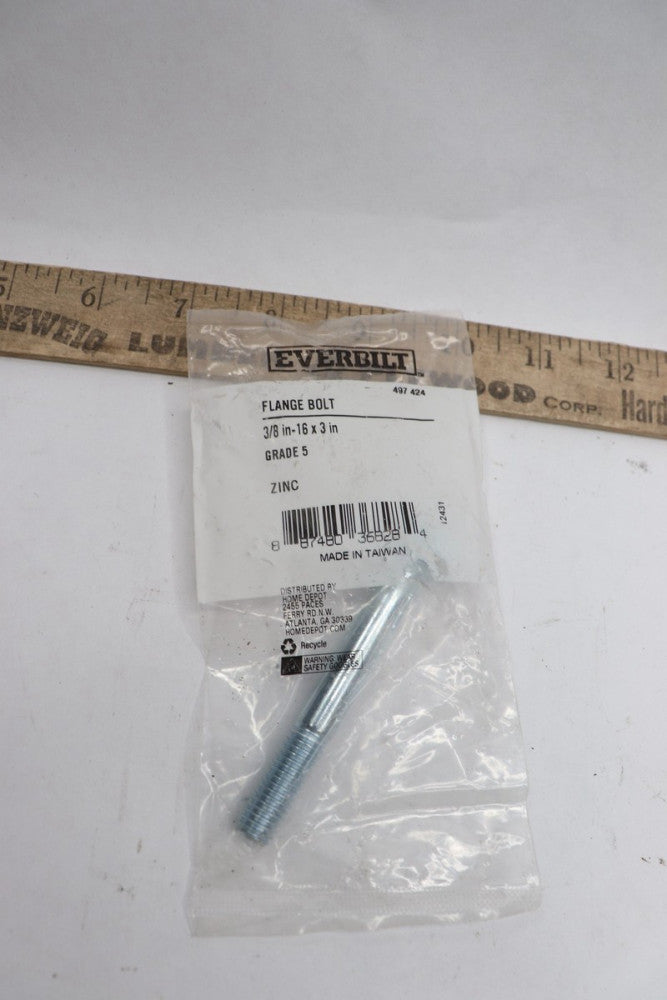 Everbilt Hex Head Flange Bolt Zinc Plated 3/8"-16 x 3" 497424