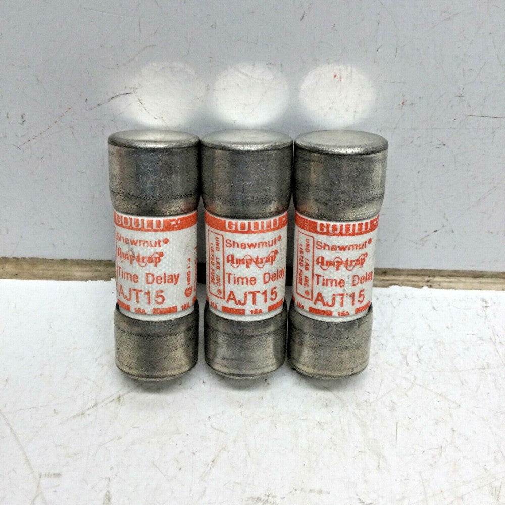 GOULD SHAWMUT AJT15 AMPTRAP Time Delay FUSE 15 AMP 600VAC (3 PACK)