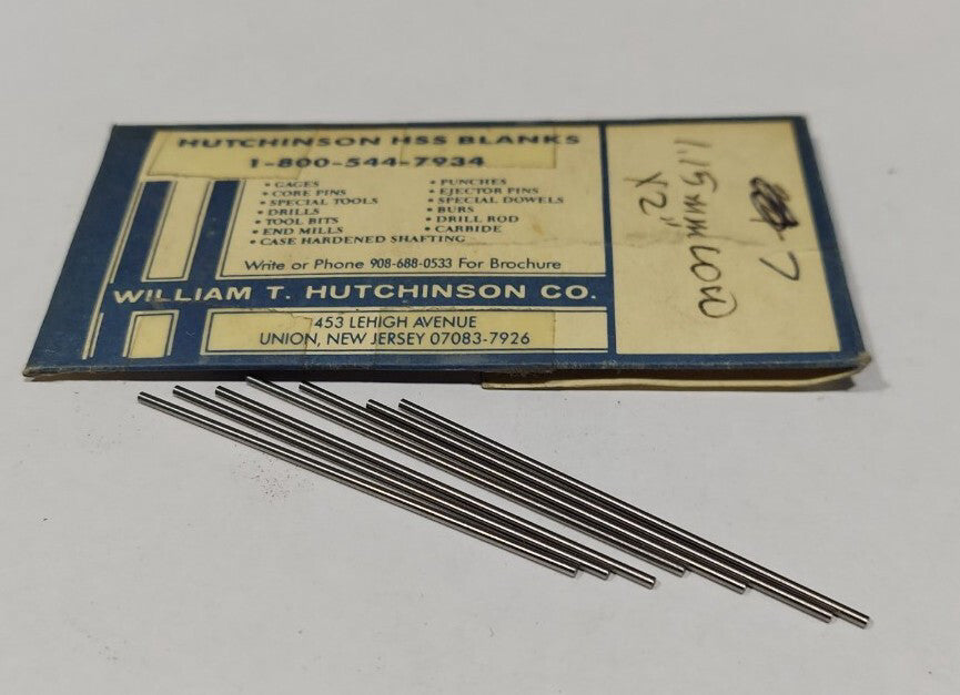 Lot Of 7 - USA Hutchinson 1.15mm x 2" Low Drill Blank Reamer Pin Gage
