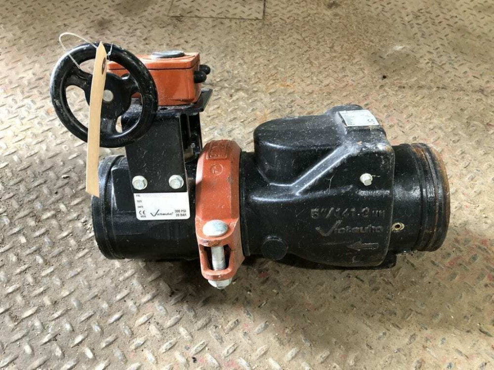 Victaulic 5" DI Manual Grooved Butterfly Valve w/ Check Valve 300PSI